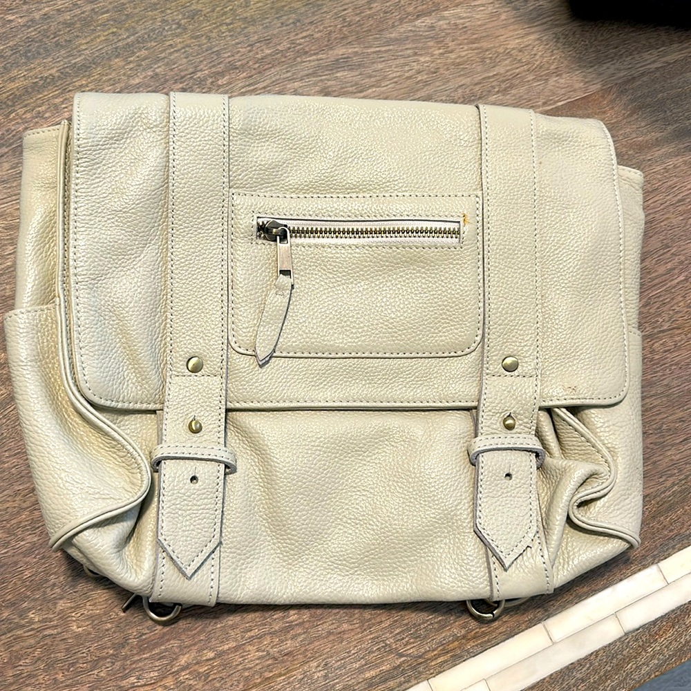 New VereVerto Leather Convertible Backpack and handbag purse. Cream